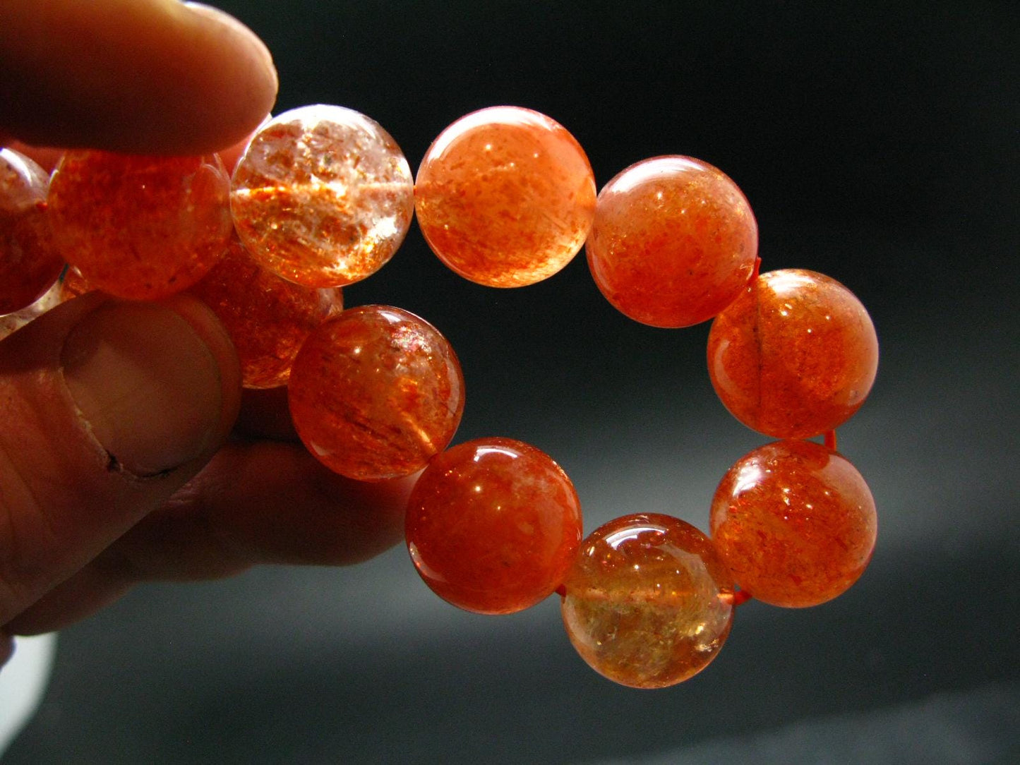 Sunstone AAA Grade Genuine Bracelet ~ 7.5 Inches ~ 16mm Round Beads