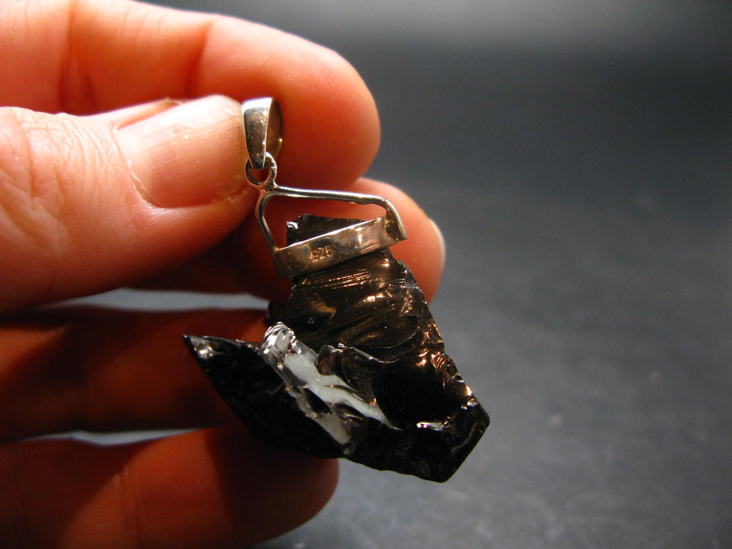 Unpolished Elite Shungite Silver Pendant from Russia - 1.6" - 7.65 Grams