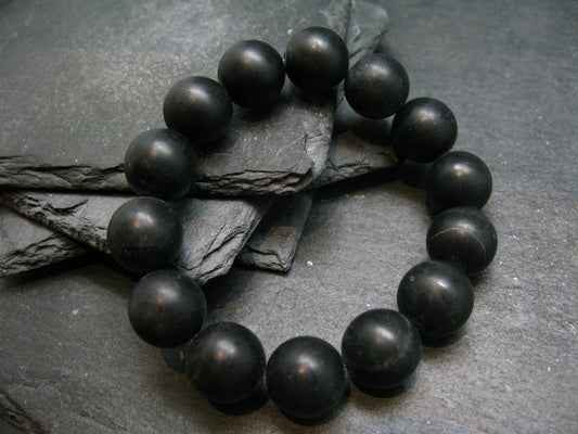Shamanite Shammanite Genuine Bracelet ~ 7 Inches ~ 14mm Round Beads