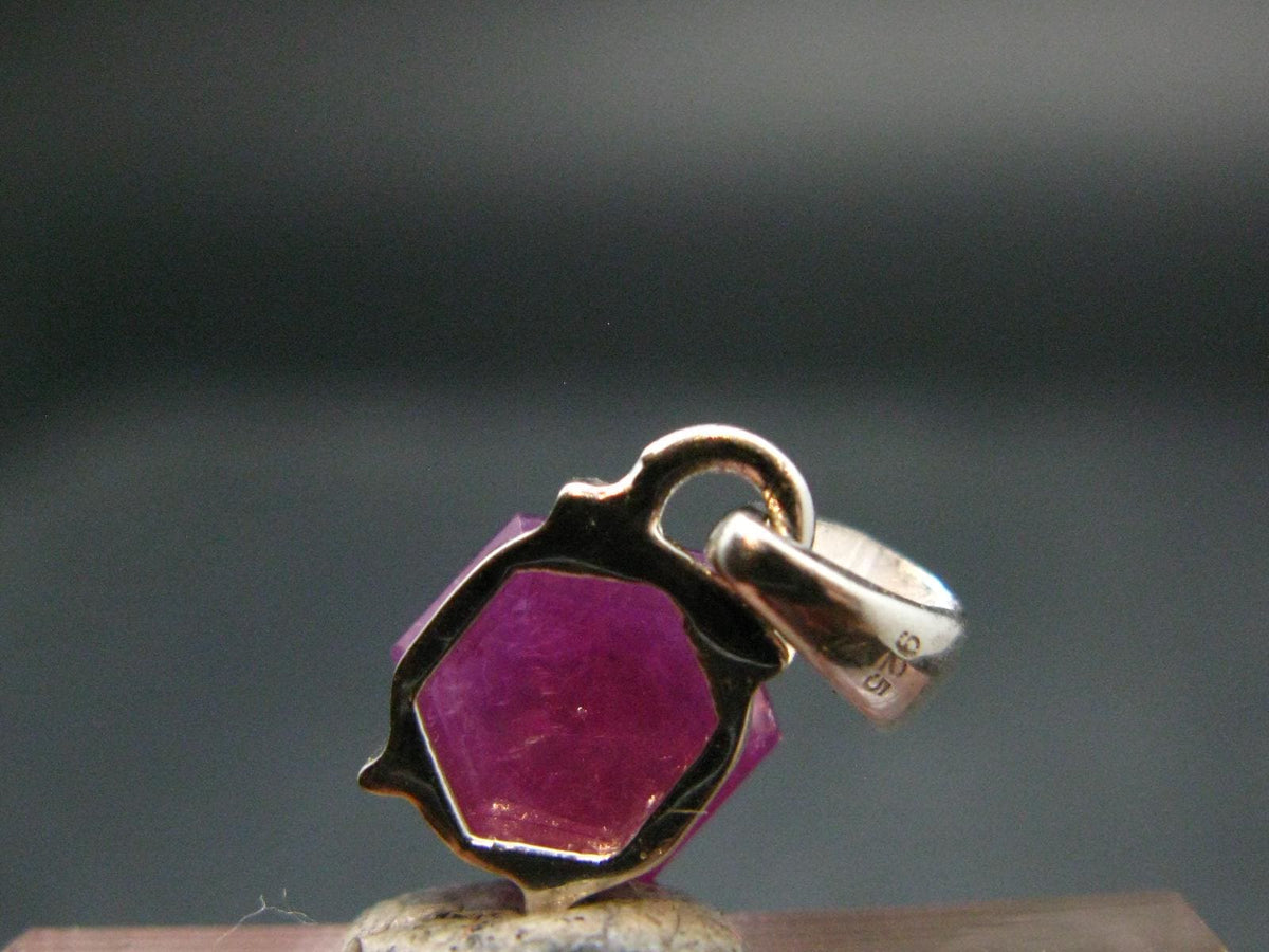 Ruby Crystal Silver Pendant from Africa - 0.6" - 1.23 Grams