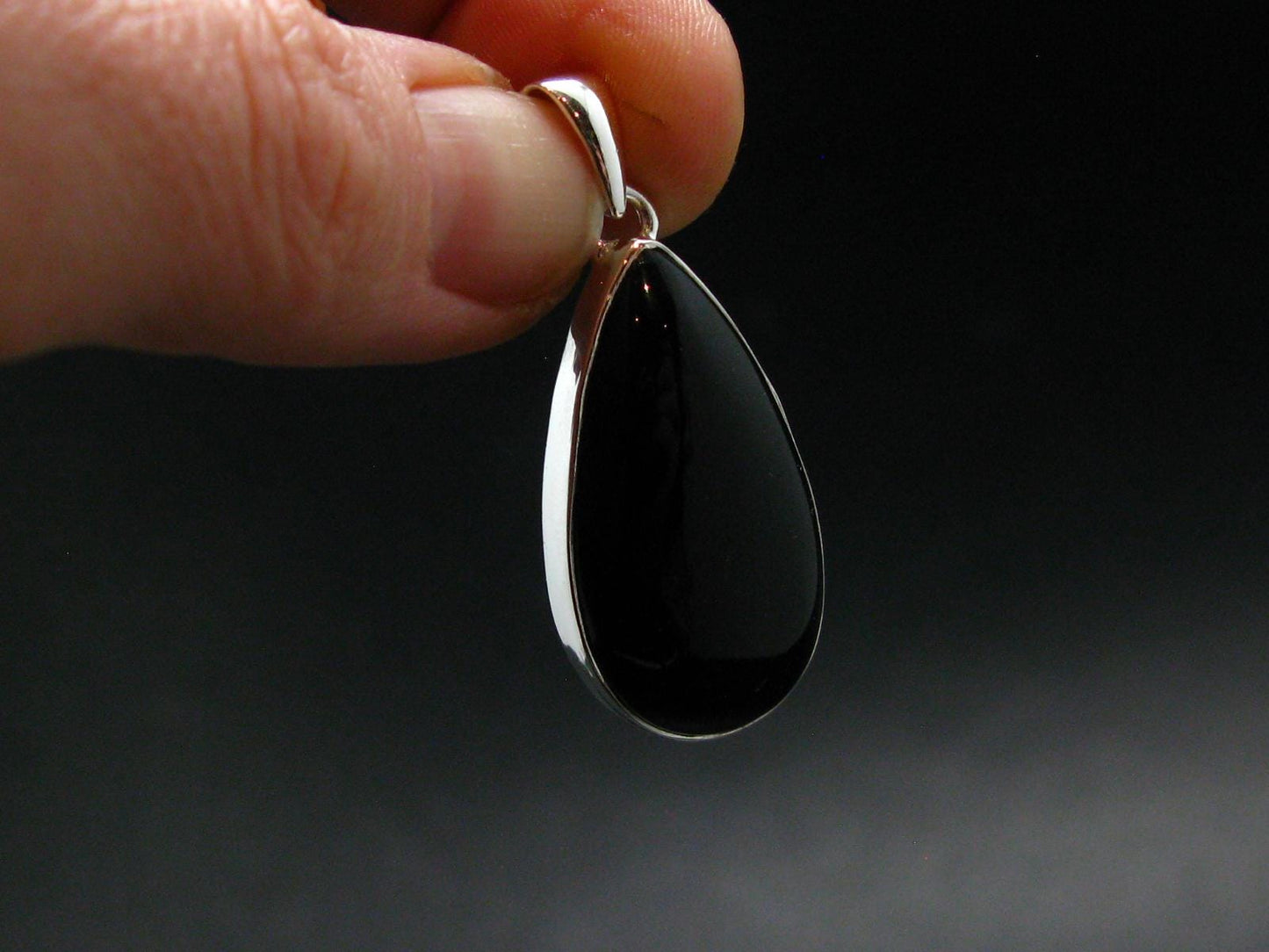 Black Onyx Silver Plated Pendant From Brazil - 5.89 Grams