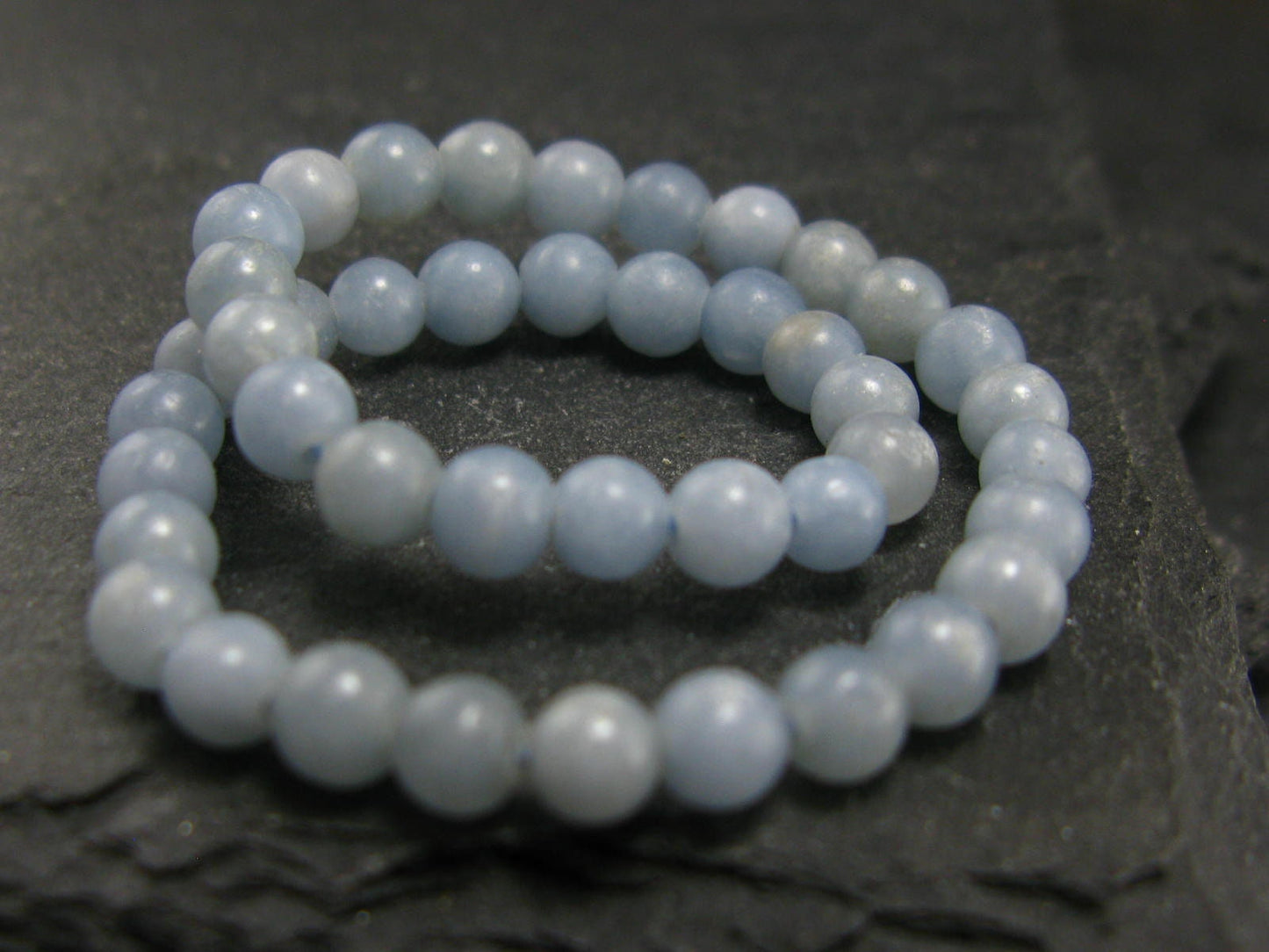 Angelite Anhydrite Genuine Bracelet ~ 7 Inches ~ 4mm Round Beads