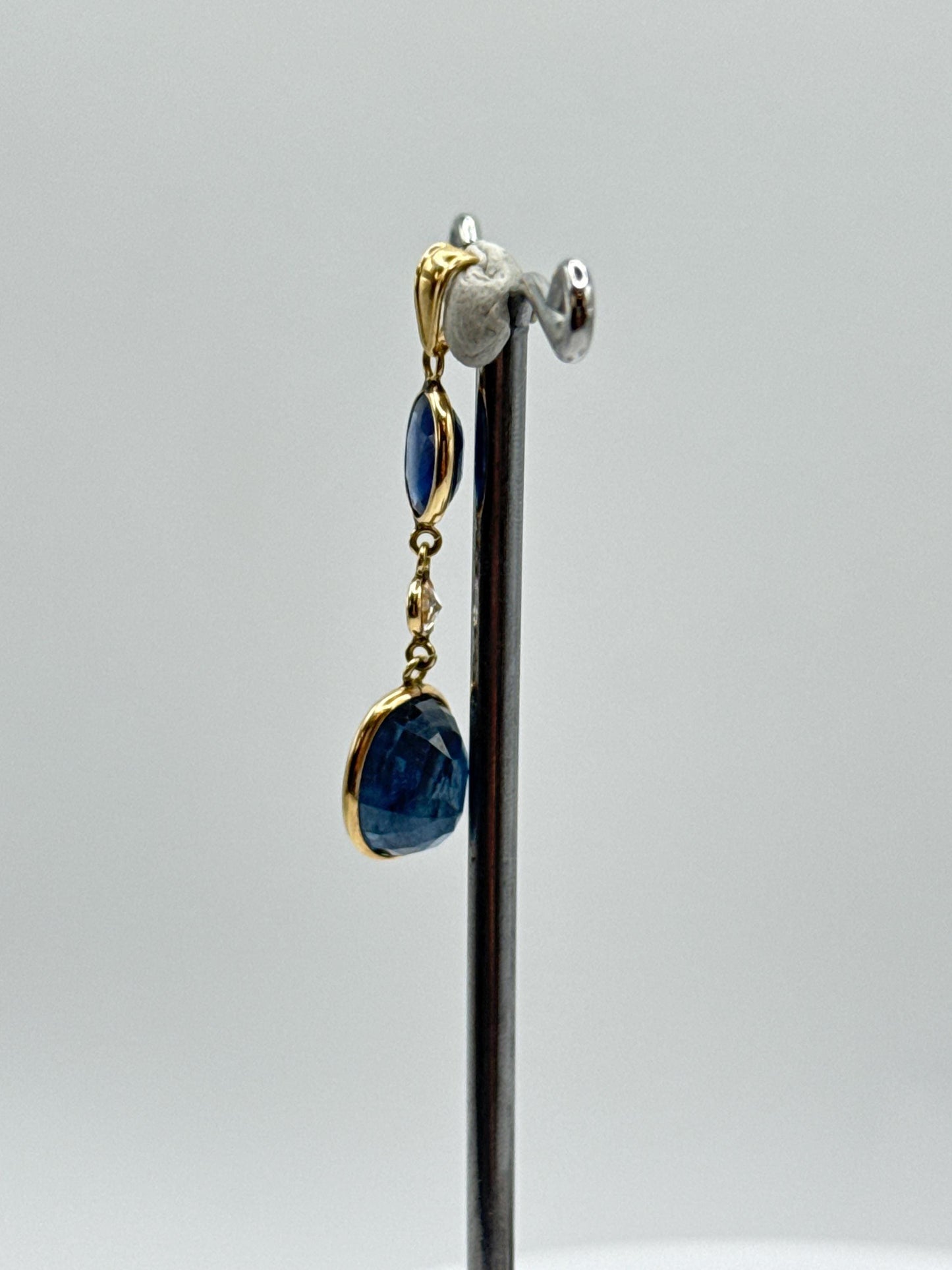Natural Blue Sapphire Drop Pendant | Gold Bezel September Birthstone