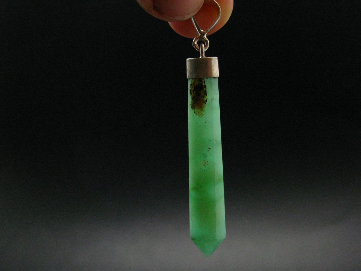 Chrysoprase Silver Pendant From Australia - 2.2" - 5.12 Grams
