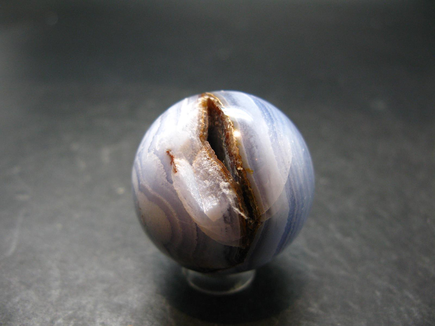Rare Blue Lace Holly Chalcedony Agate Sphere From Malawi - 1.4"