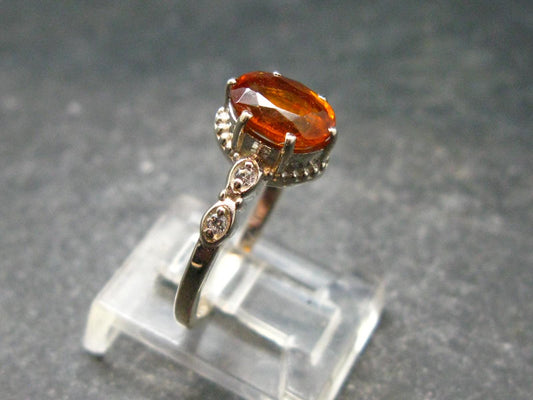 Faceted Orange Kyanite Crystal Silver Ring From Brazil - 2.64 Grams - Size 7