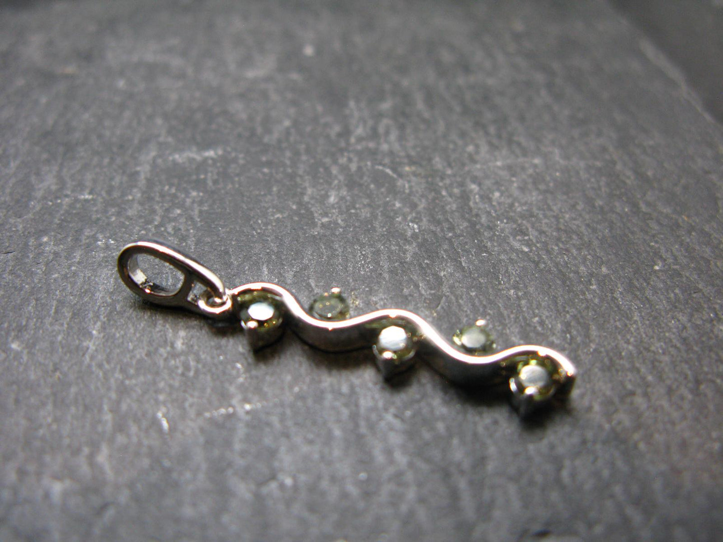 Moldavite Tektite Silver Pendant from Czech Republic - 1.2" - 1.79 Grams