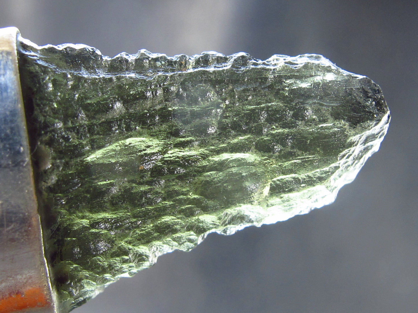 Raw Moldavite Tektite Silver Pendant from Czech Republic - 1.5" - 5.8 Grams
