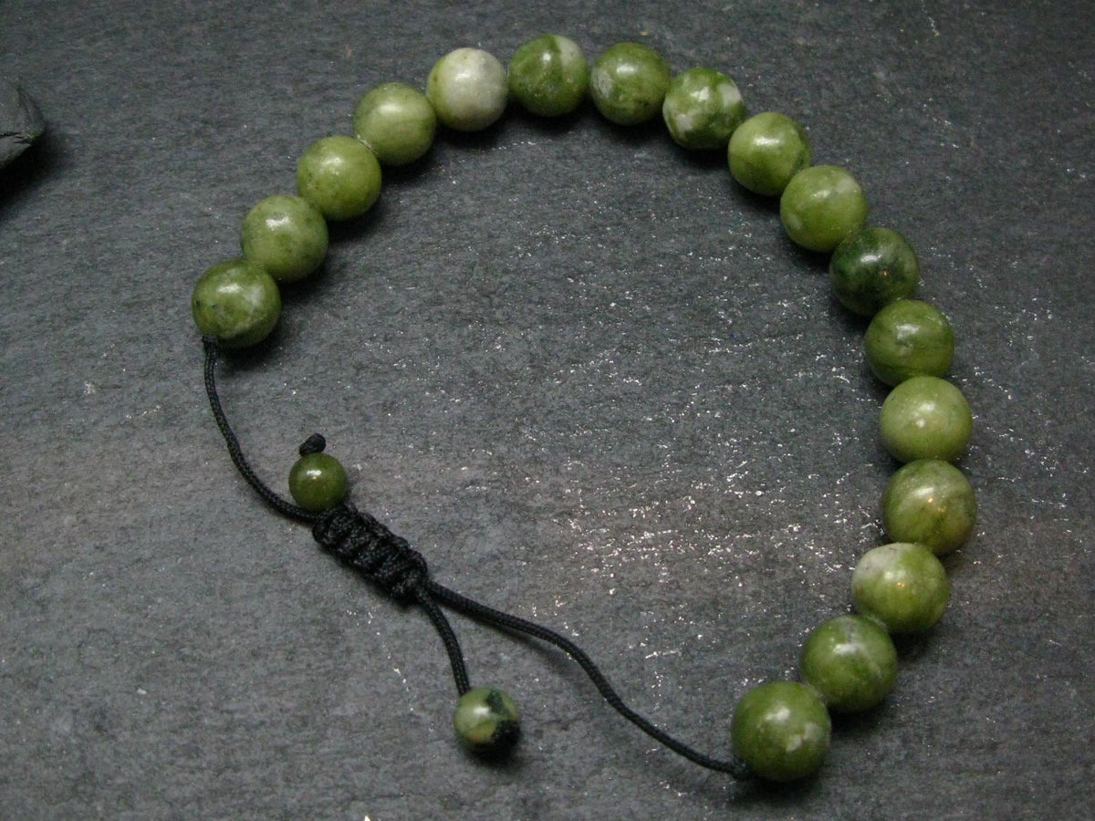Jade Genuine Bracelet ~ 7 Inches ~ 10mm Round Beads - w/ Drawstring