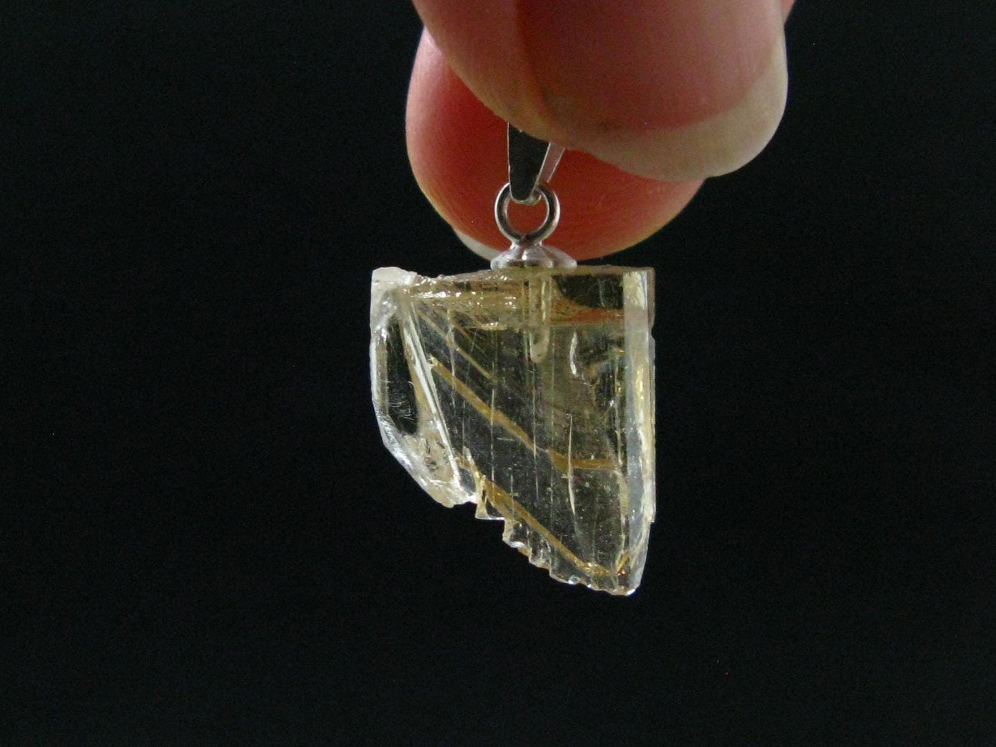 Natural Gemmy Imperial Topaz Crystal Pendant In Sterling Silver From Zambia - 0.9" - 1.66 Grams