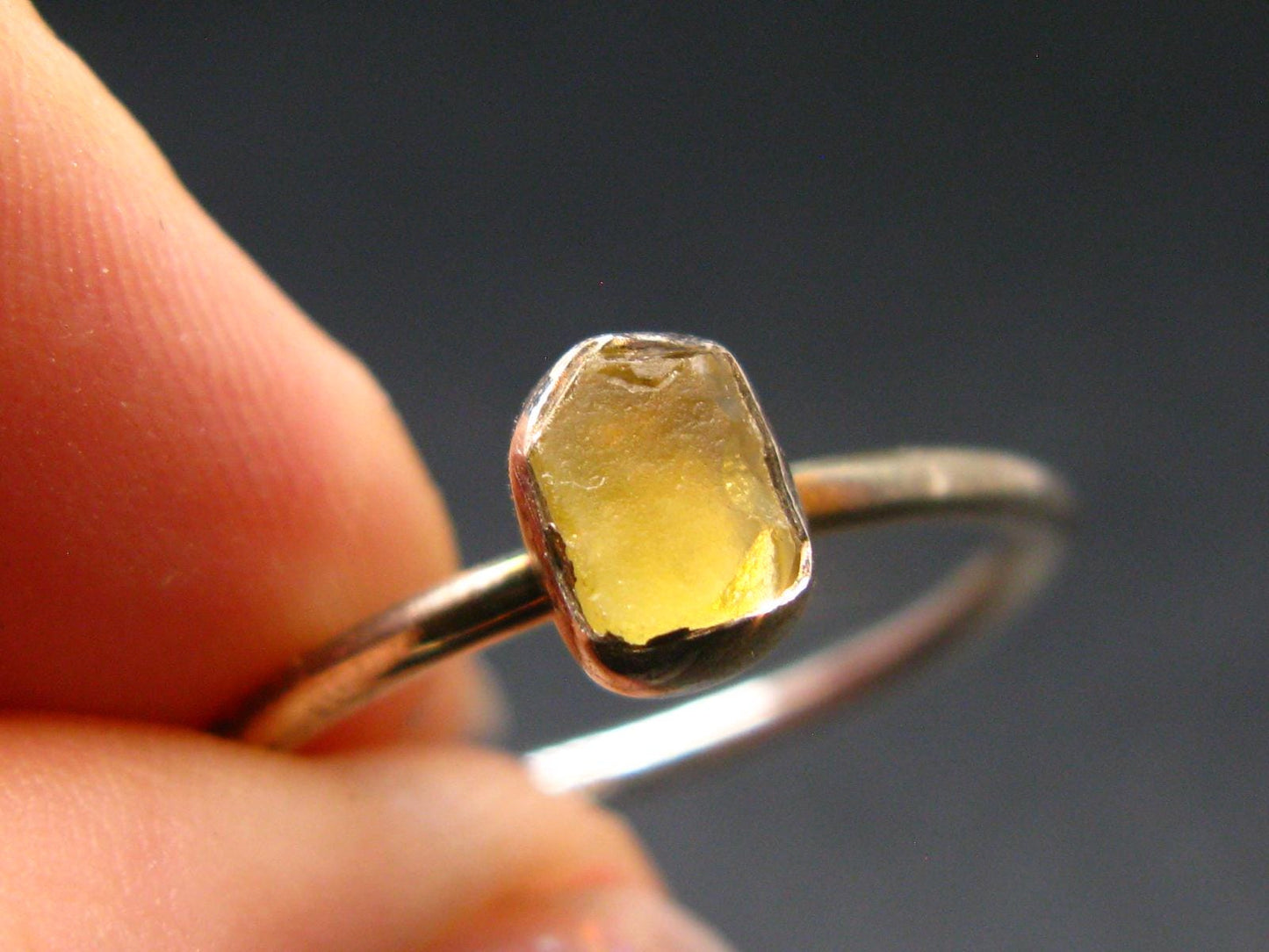 Libyan Tektite Sterling Silver Ring from Libya - Size 10 - 2.01 Grams