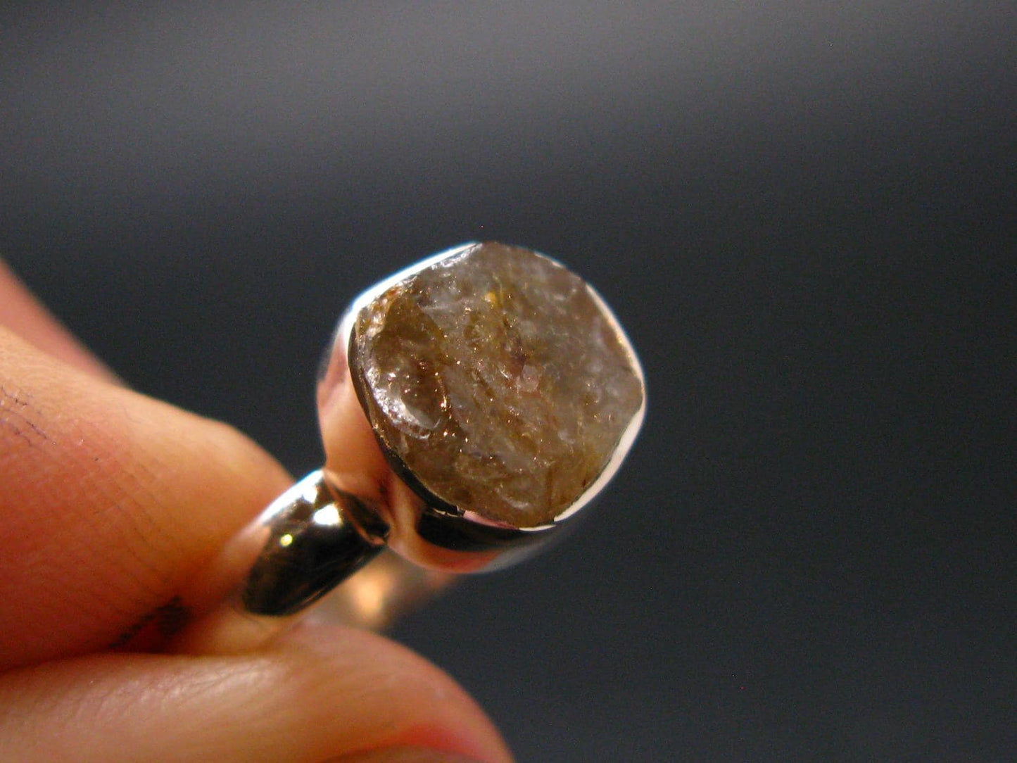 Green Herderite Silver Ring From Brazil - 2.04 Grams - Size 7