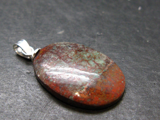 Crimson Cuprite w/ Chrysocola Silver Plated Pendant from Mexico - 1.2" - 2.33 Grams