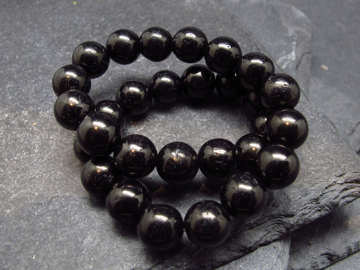 Whitby Jet Genuine Bracelet From UK ~ 7 Inches ~ 6mm Round Beads
