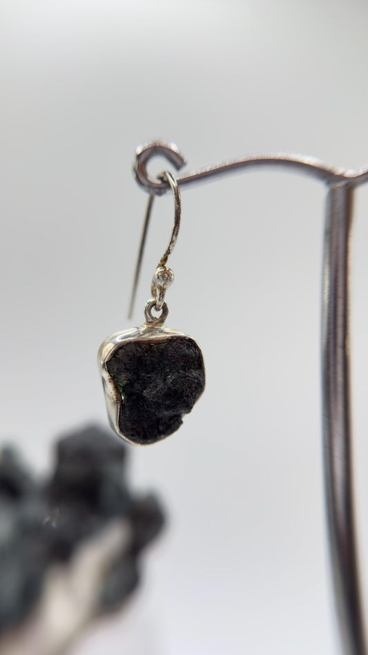 Alexandrite Drop Earrings Raw Color Change Stone Silver Dangle Earrings June Birthstone Jewelry
