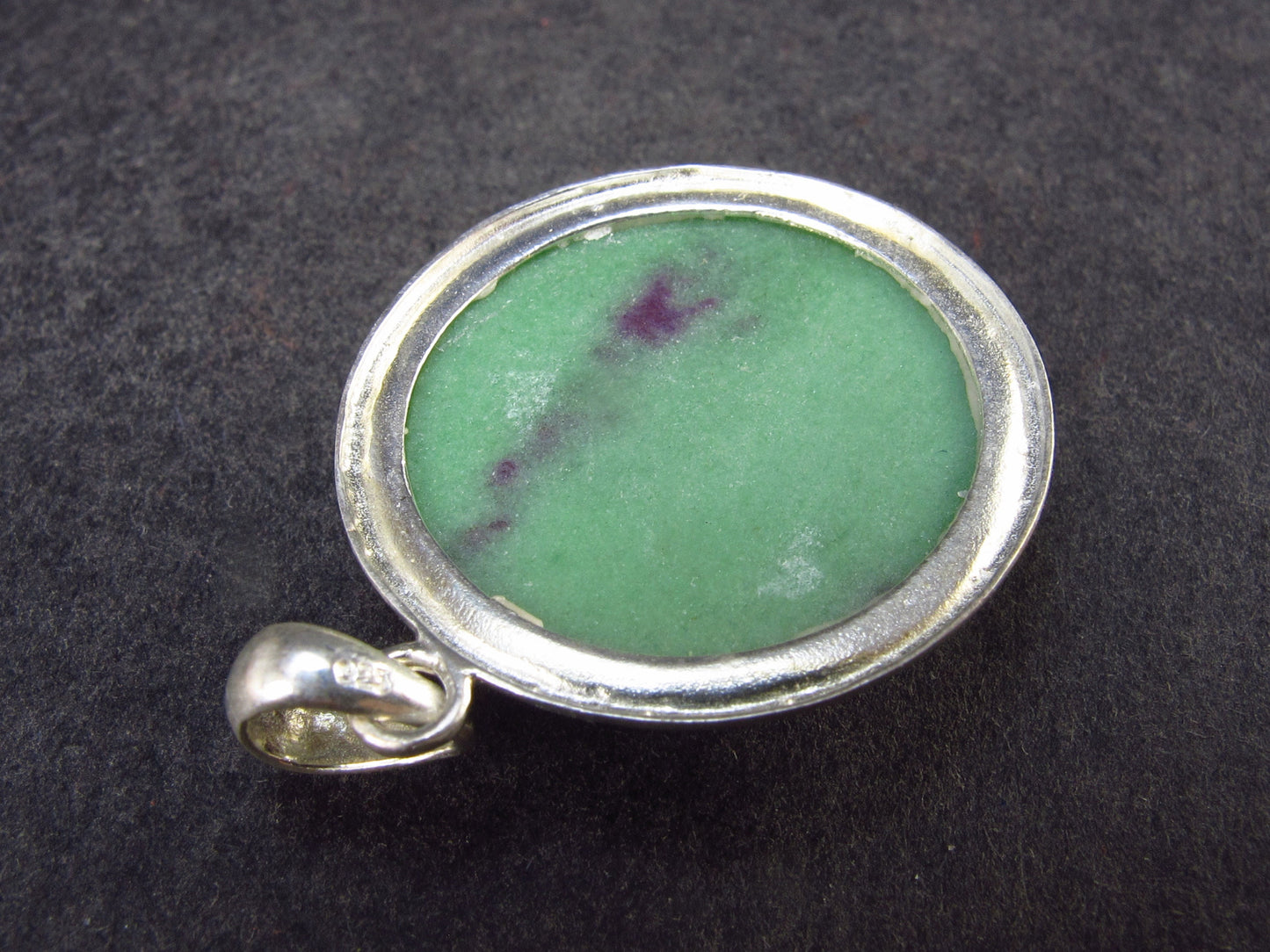 Ruby In Zoisite Silver Pendant from India - 1.3" - 6.7 Grams