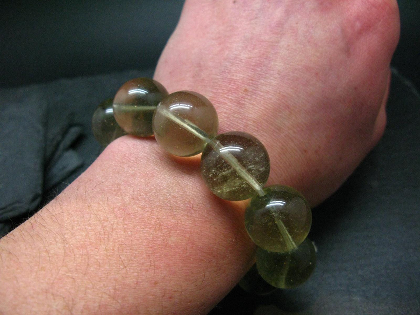 Libyan Tektite Glass Genuine Bracelet ~ 7 Inches ~ 20mm Round Beads