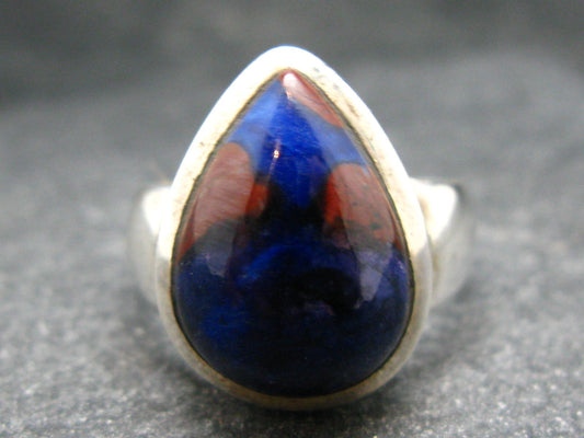 Pear shaped Cabochon Brownish Red Bustamite Silver 925 Ring from South Africa - Size 9