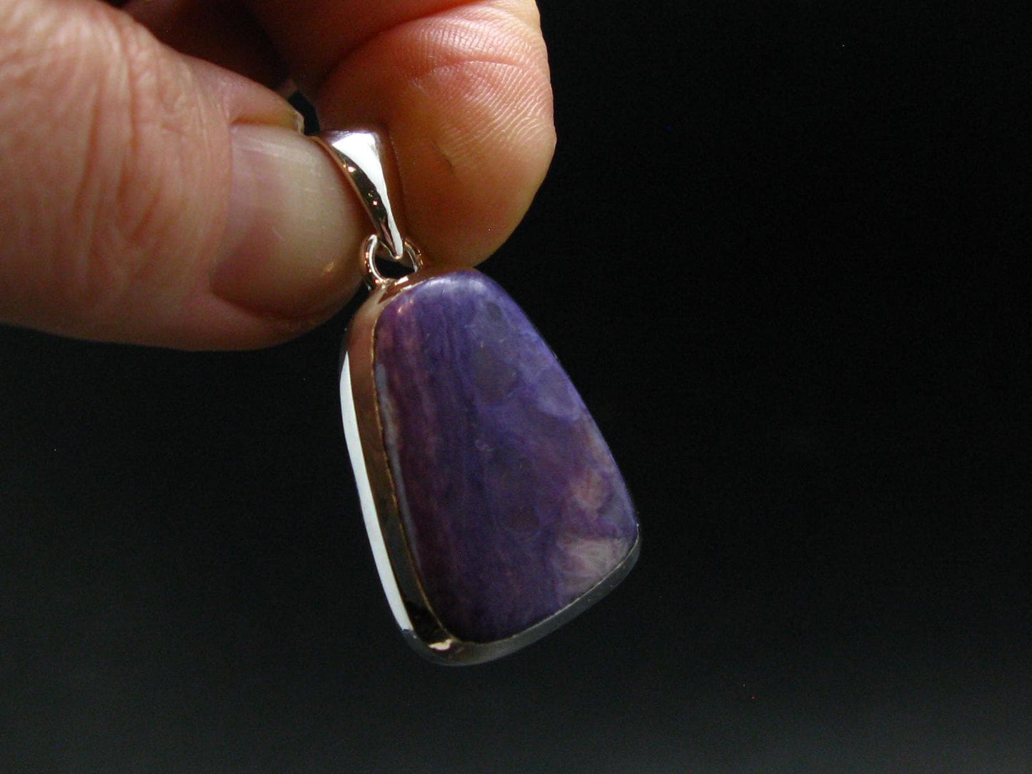 Rare High-Quality Charoite Silver Plated Pendant From Russia - 1.4" - 6.76 Grams