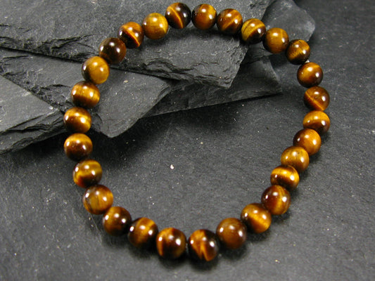 Tiger Eye Genuine Bracelet ~ 7 Inches ~ 6mm Round Beads