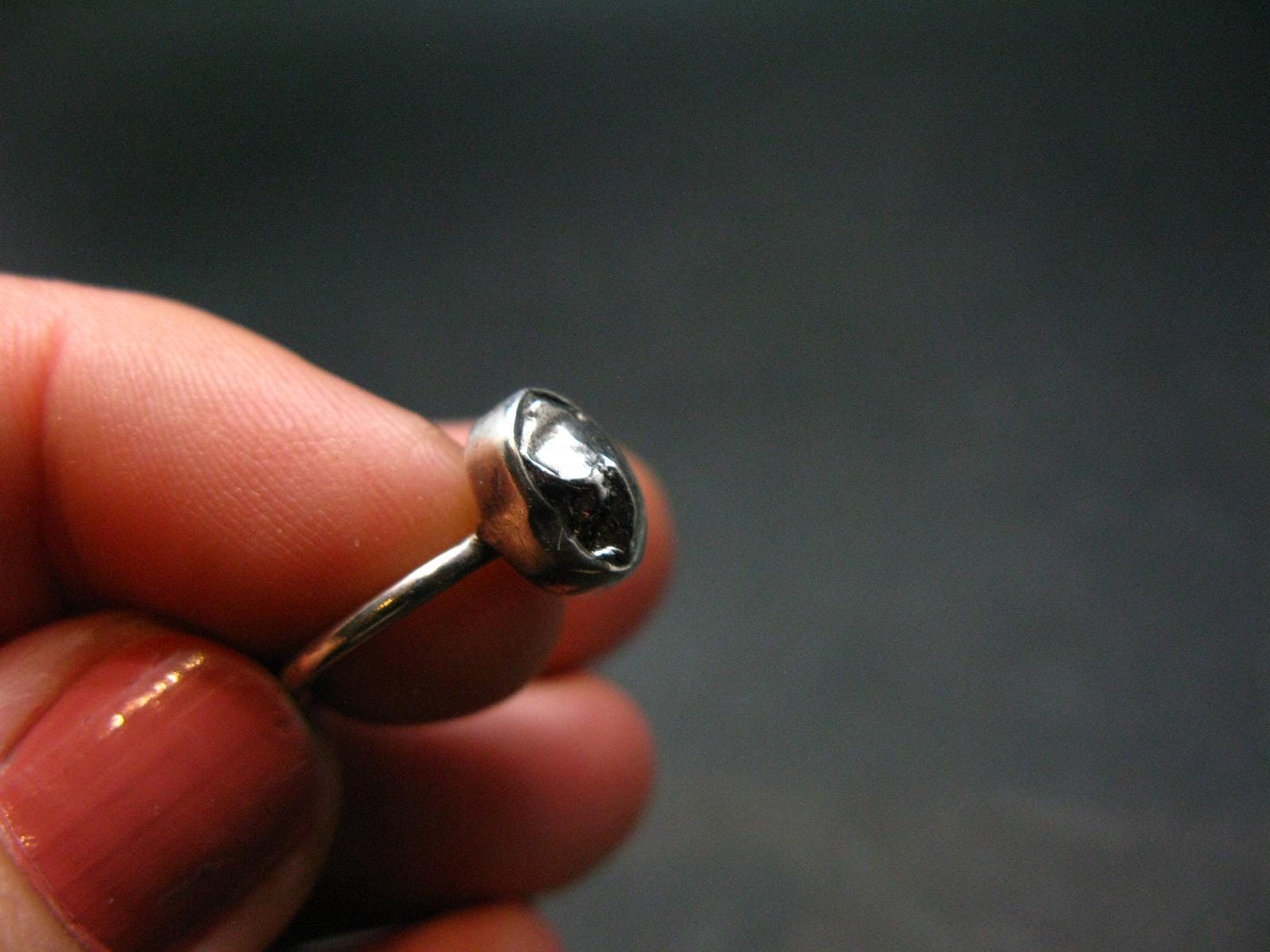Meteorite Campo Del Cielo Argentina Sterling Silver Ring - 1.62 Grams - Size 4