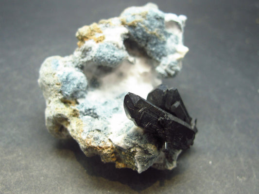 Neptunite on Natrolite Cluster From California - 2.6"