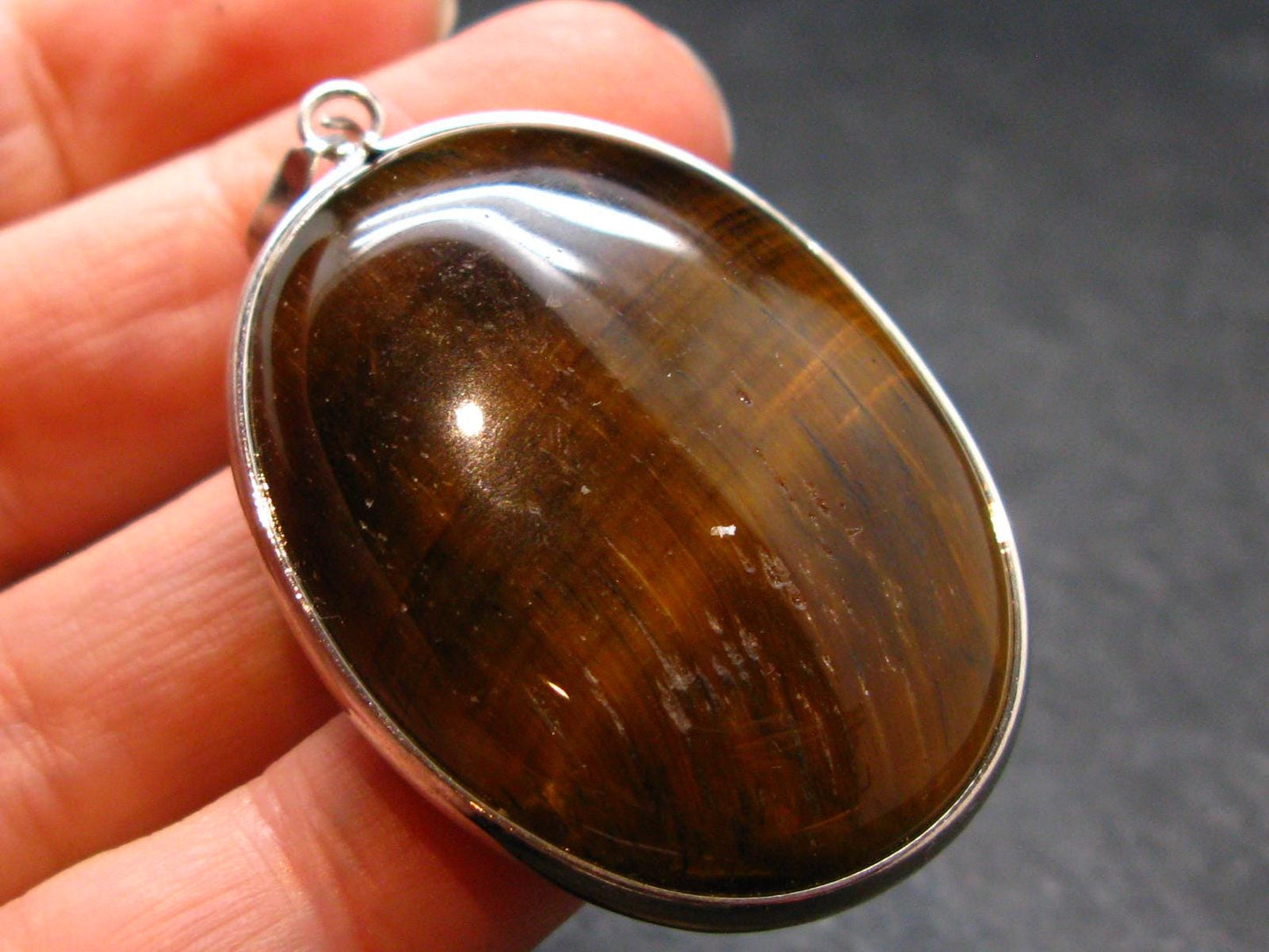 Tiger Eye Sterling Silver 925 Pendant - 1.8"