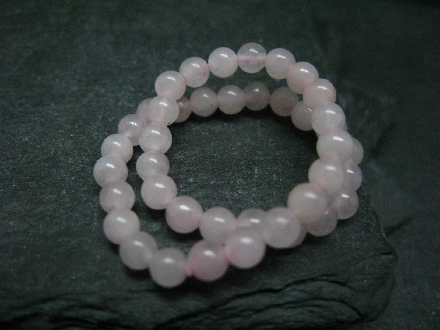 Rose Quartz Genuine Bracelet ~ 7 Inches ~ 4mm Round Beads