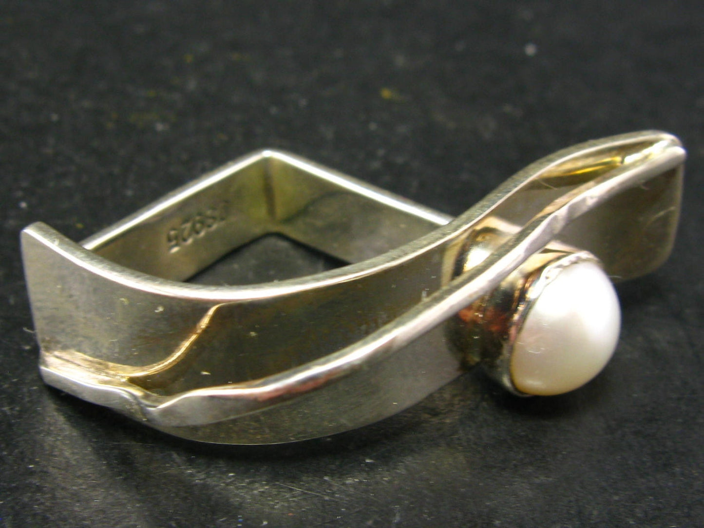 White Pearl Sterling Silver Ring - Adjustable Size