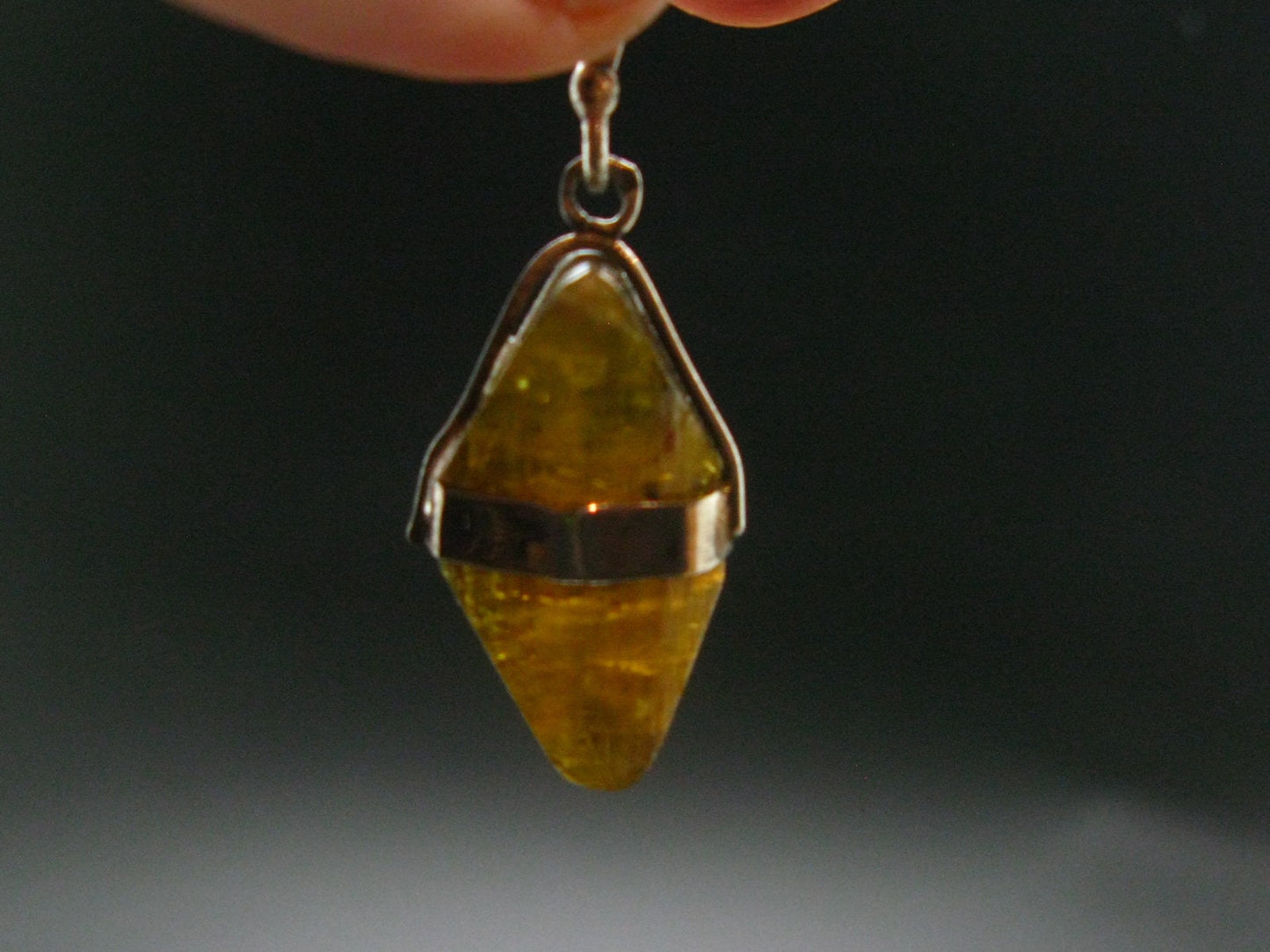 Nice Rare Terminated Epidote Crystal Silver Pendant From Peru - 1.4" - 3.52 Grams