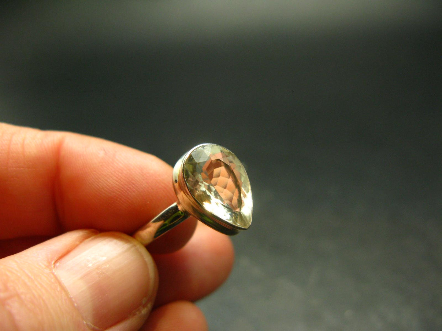 Libyan Desert Glass Tektite Sterling Silver Ring from Libya - Size 11 - 3.36 Grams