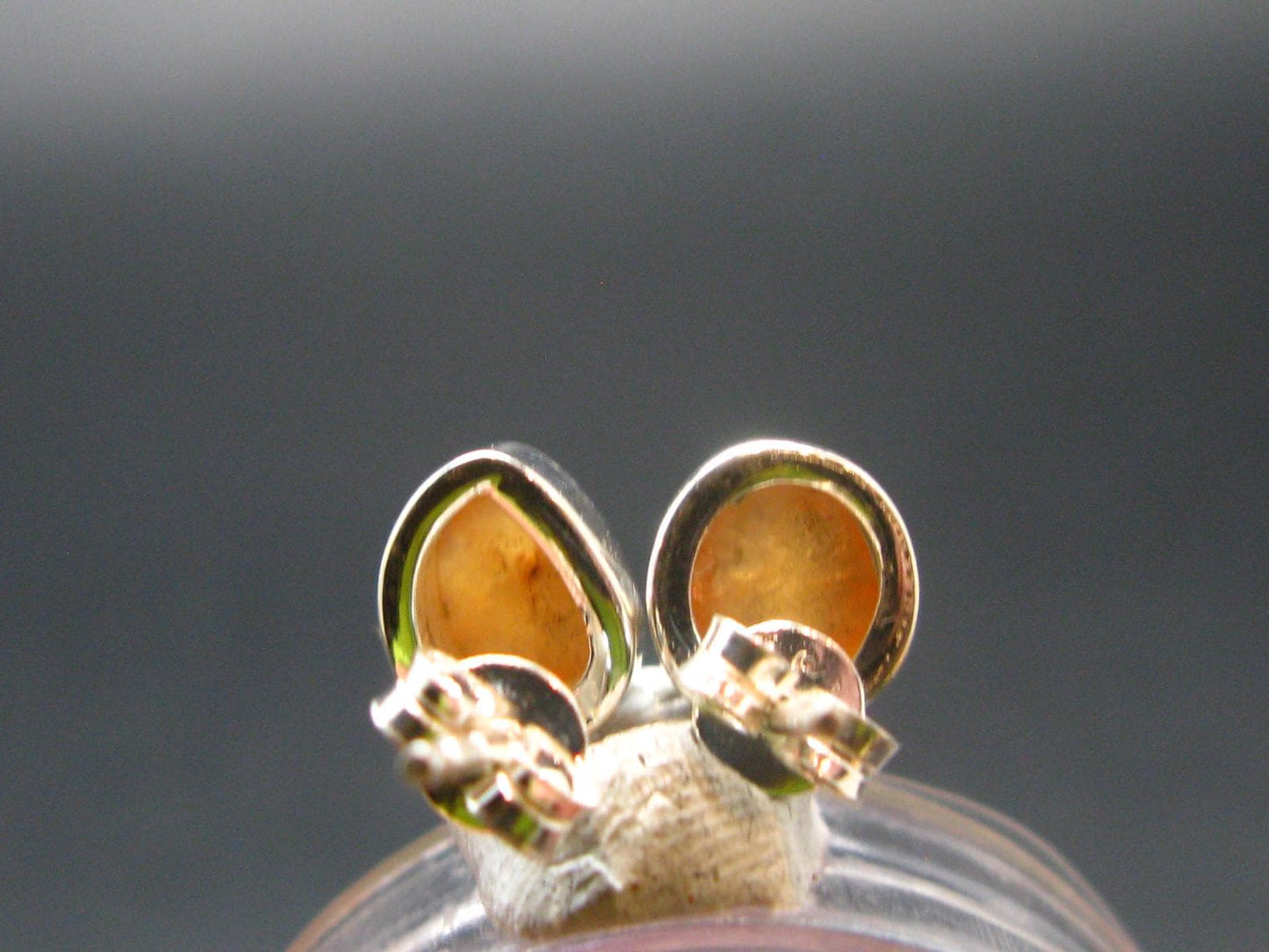 Spessartine Garnet Silver Stud Earrings From Tanzania - 0.6" - 1.67 Grams