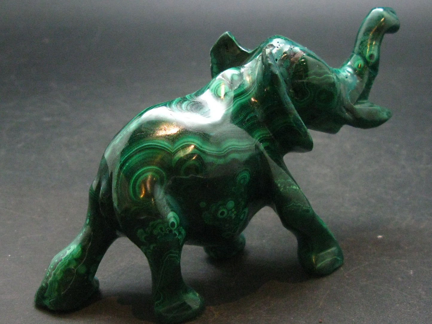 Rich Vivid Vibrant Green Malachite Elephant Carving From Congo - 4.4"