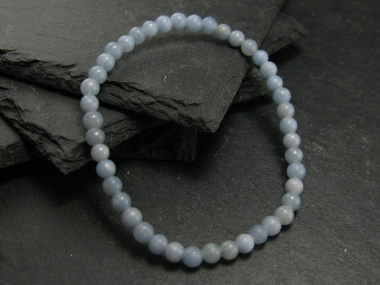 Angelite Anhydrite Genuine Bracelet ~ 7 Inches ~ 4mm Round Beads
