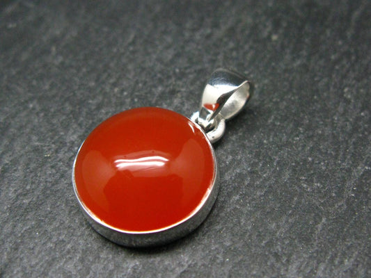 Gem from A Poem by Goethe!! Orange - Red Oval Shape Carnelian Sterling Silver Pendant - 1.0" - 5.05 Grams