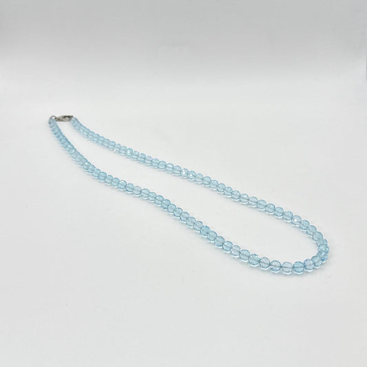 Swiss Blue Topaz Beaded Necklace – Natural Gemstone Elegance - 25.96 Grams