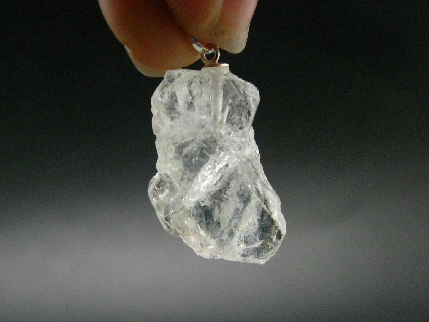 Goshenite Beryl Crystal 925 Silver Pendant From Brazil - 1.3" - 4.11 Grams