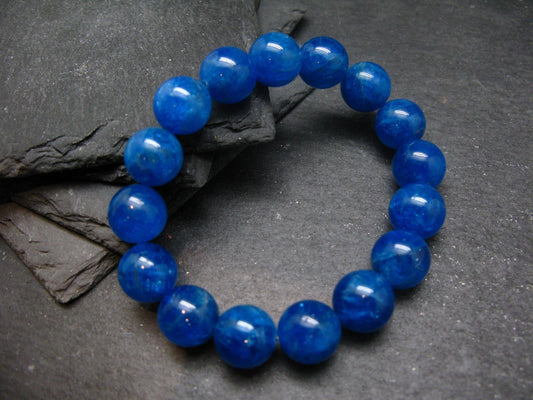 AAA Grade Neon Blue Apatite Genuine Bracelet ~ 7 Inches ~ 12mm Round Beads