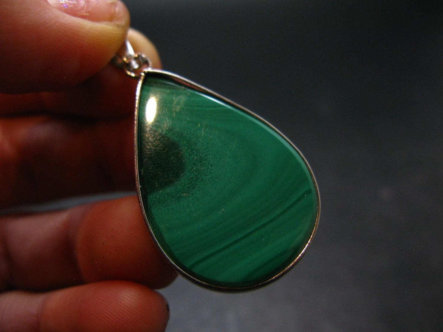 Queen of Green!! Genuine Vivid Vibrant Green Malachite Sterling Silver Pendant - 1.6" - 9.93 Grams