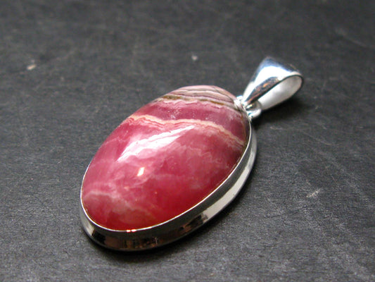 Rhodochrosite Silver Plated Pendant From Argentina - 1.4" - 7.87 Grams