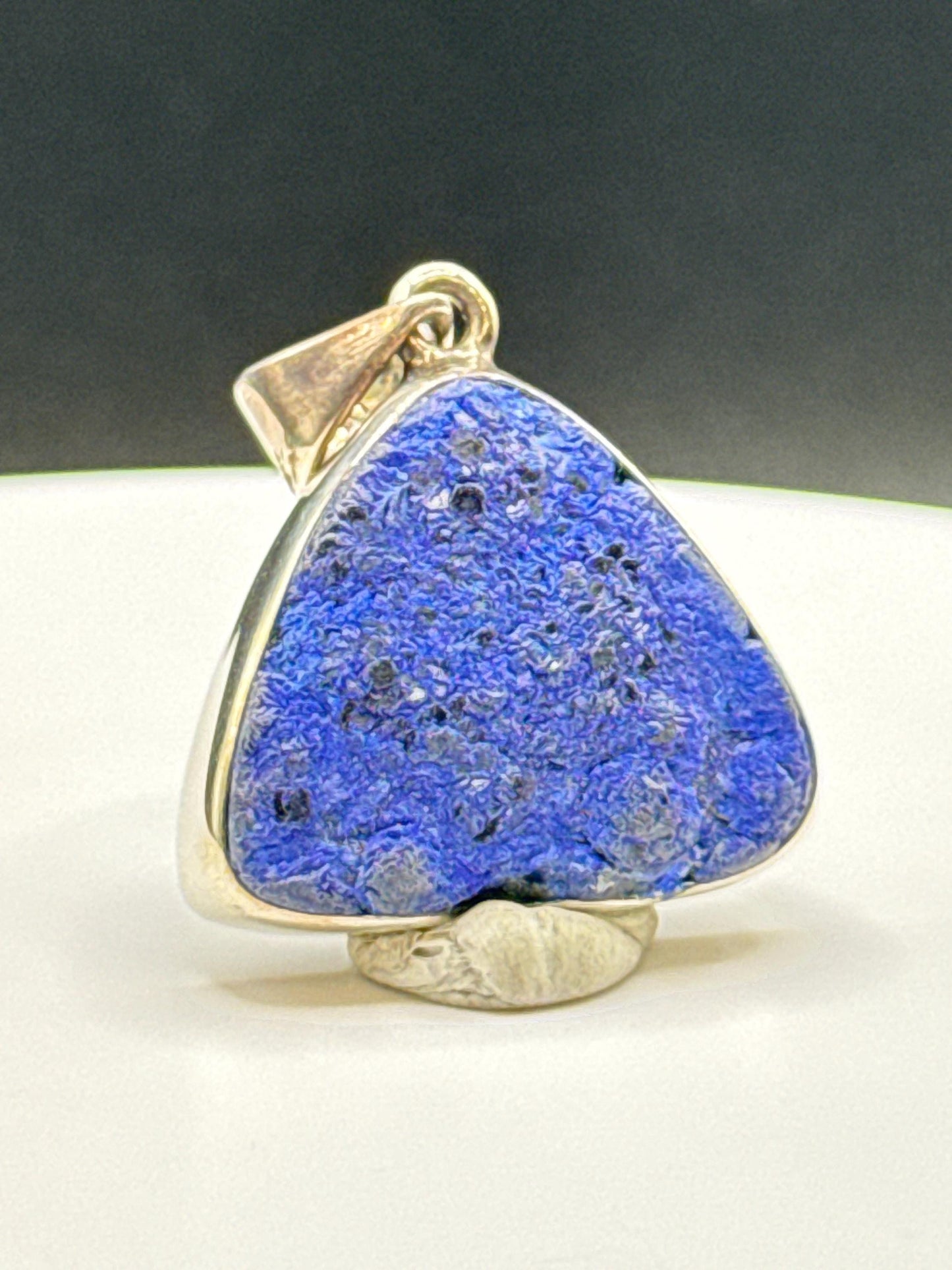 Natural Azurite Silver Pendant | Raw Blue Gemstone Jewelry