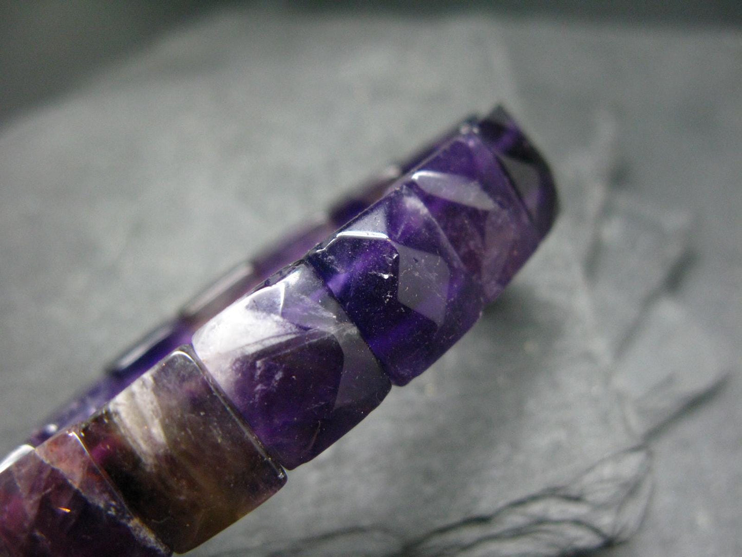 Amethyst Genuine Bracelet ~ 7 Inches ~ 12mm Squared Beads