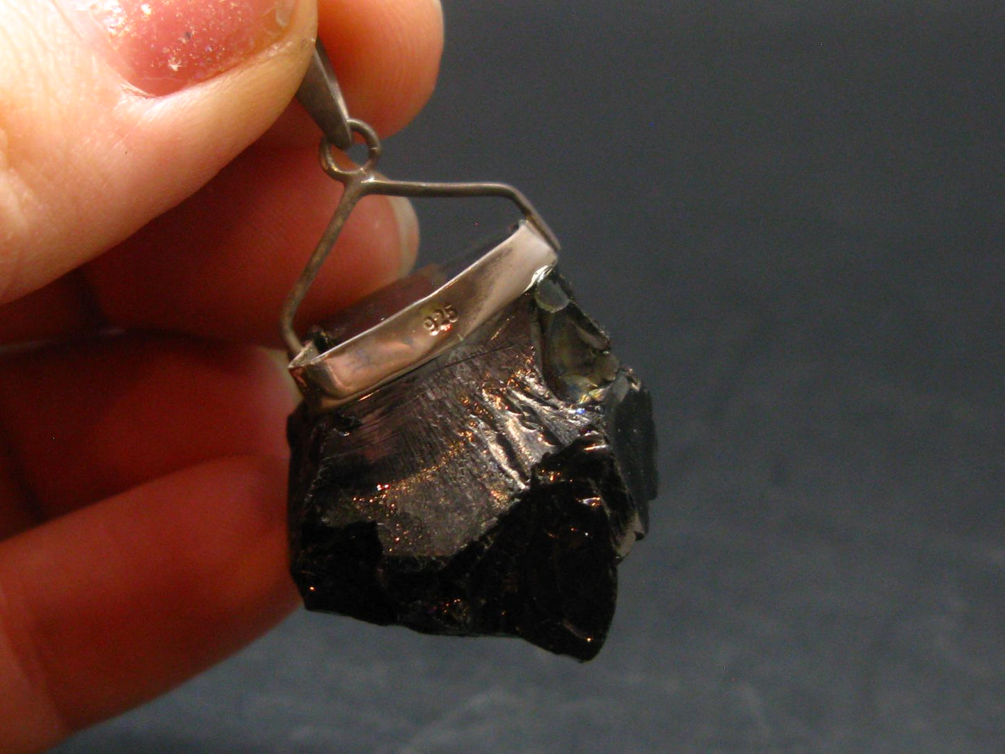 Unpolished Elite Shungite Silver Pendant from Russia - 1.5" - 10.20 Grams