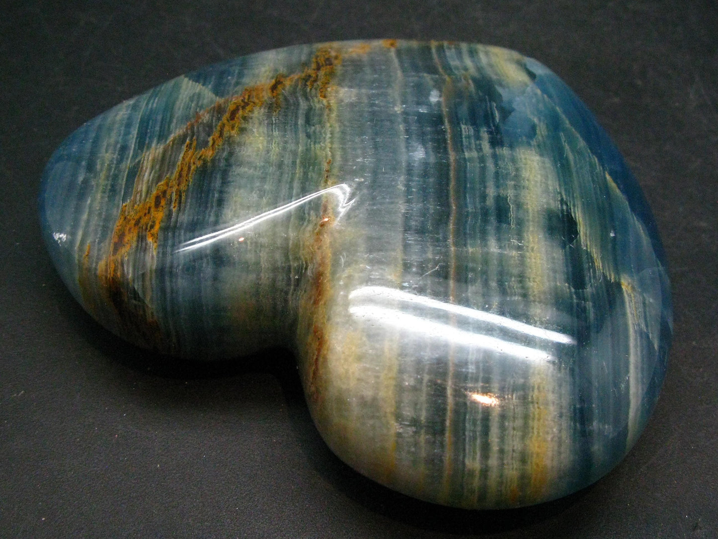 Nice Lemurian Aquatine Blue Calcite Heart From Argentina - 3.4" - 246.8 Grams