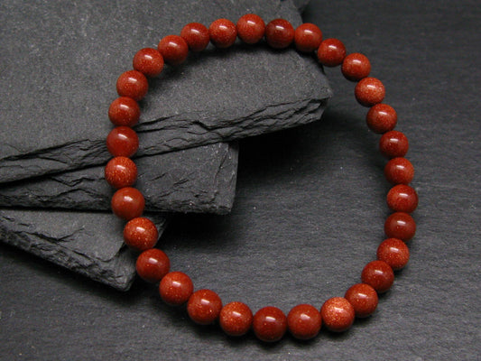 Goldstone Genuine Bracelet ~ 7 Inches ~ 6mm Round Beads