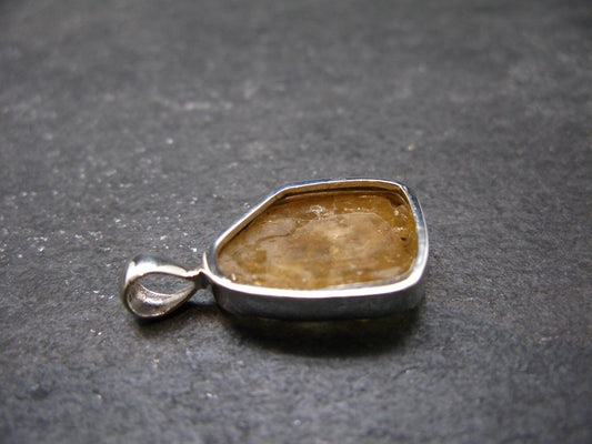 Large Natural Agni Gold Danburite Sterling Silver Pendant from Tanzania - 1.0" - 3.38 Grams