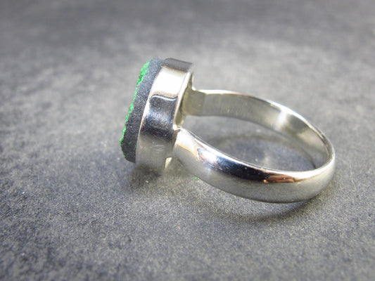 Uvarovite (Green Chromium Garnet) Cluster Silver Ring from Russia - Size 8 - 5.34 Grams
