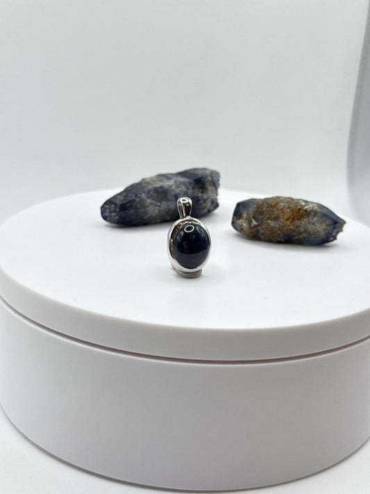 Oval Sapphire Pendant | Natural Blue Sapphire Cabochon Necklace | Sterling Silver Bezel Pendant | September Birthstone Jewelry - 3.64 g