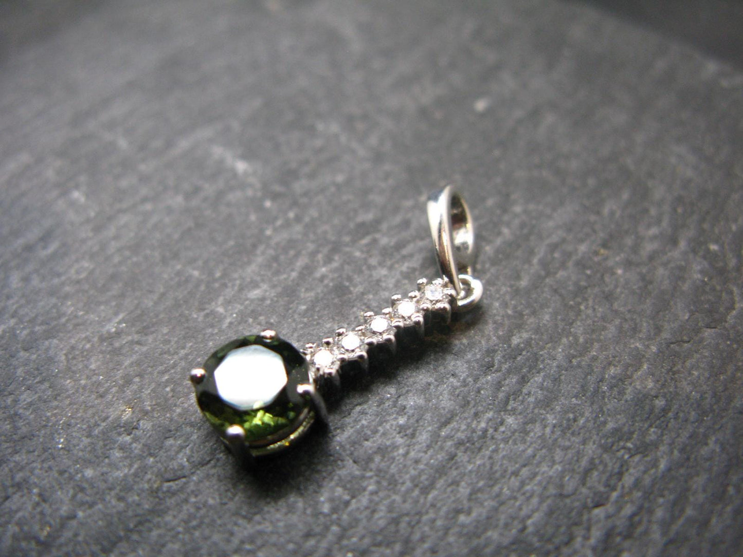 Moldavite Tektite Silver Pendant from Czech Republic - 1.0" - 1.33 Grams