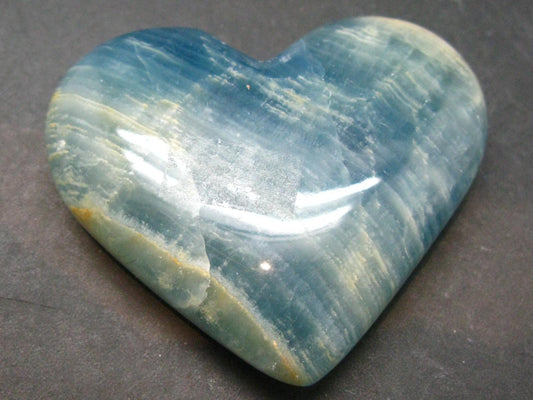 Nice Lemurian Aquatine Blue Calcite Heart From Argentina - 2.2" - 109.13 Grams